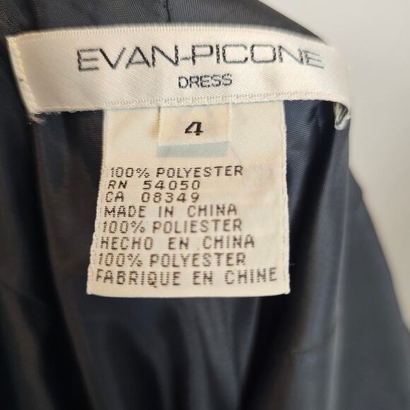 Evan-Picone Vintage Formal Black Scoop Beaded Neckline Sleeveless Midi Size 4 - Picture 8 of 9